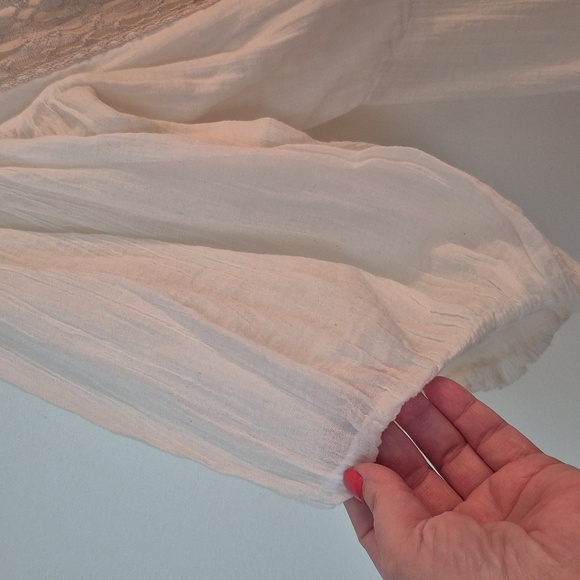 NWOT Free People Boho Festival Gauzy Cotton Dress Crochet Trim Oversized - Picture 3 of 8